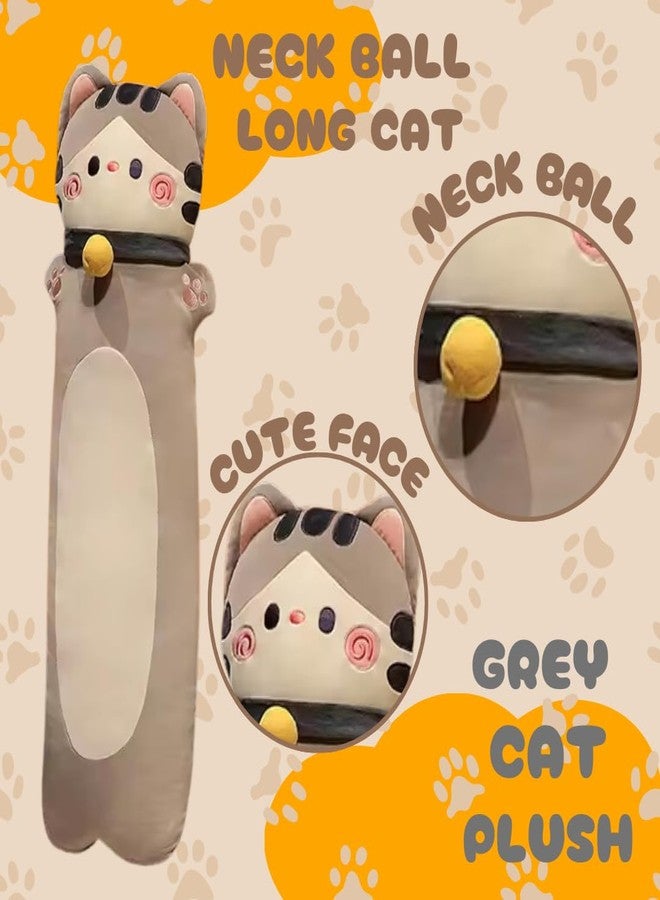 TechMax Solution Grey Neck Ball Long CAT Plush Pillow - Image 3